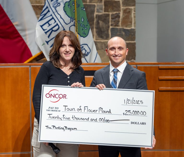 Oncor presents Flower Mound with $25K donation